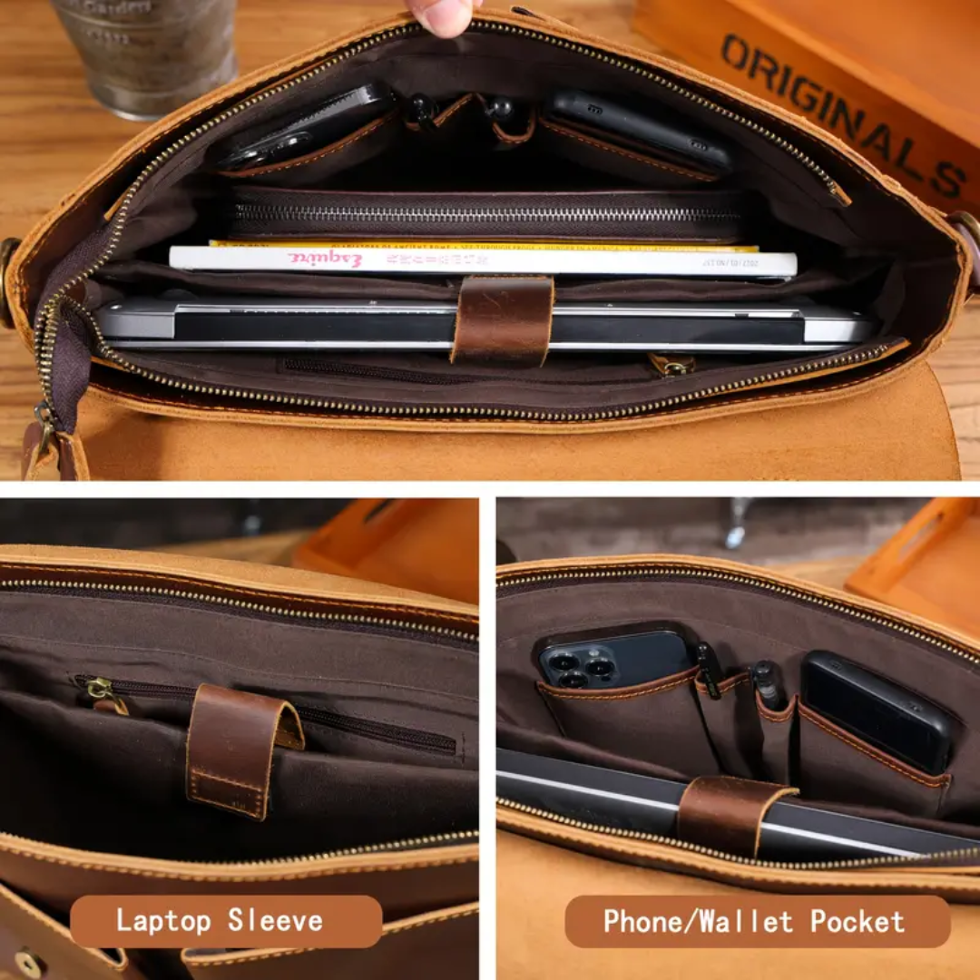 Clinton | Vintage-Inspired Leather Messenger Bag