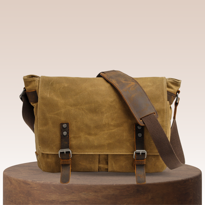 Drake | Waxed Leather Shoulder Bag with Accent Details