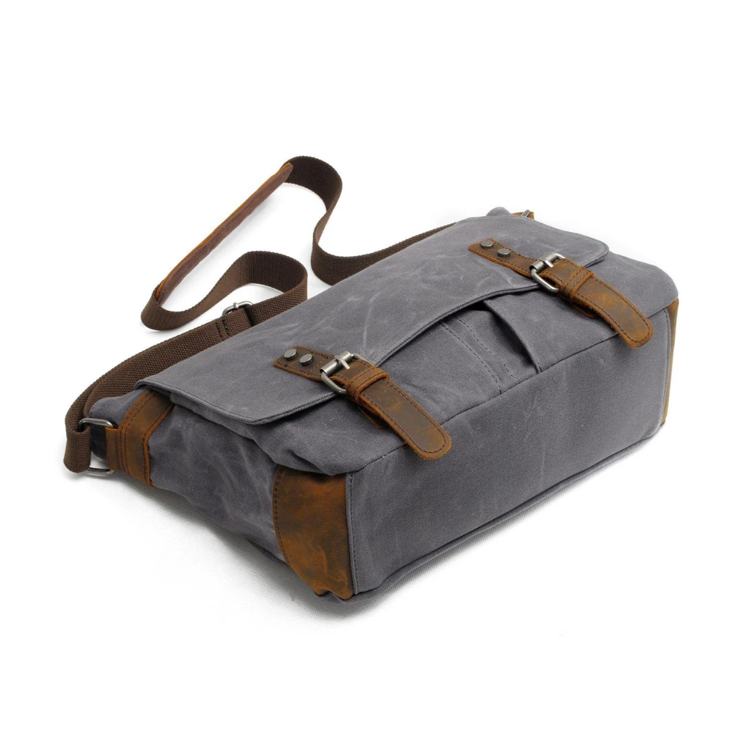 Drake | Waxed Leather Shoulder Bag with Accent Details