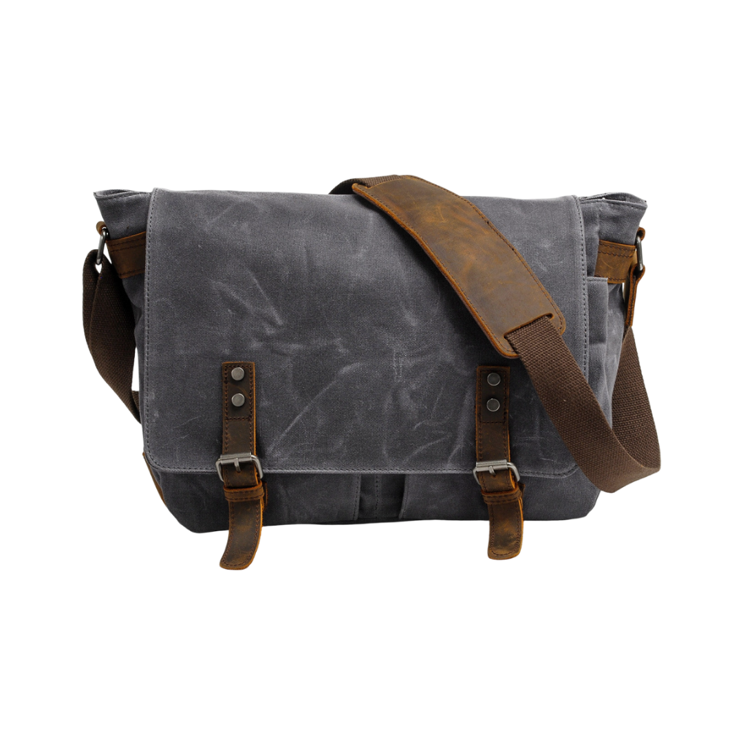 Drake | Waxed Leather Shoulder Bag with Accent Details