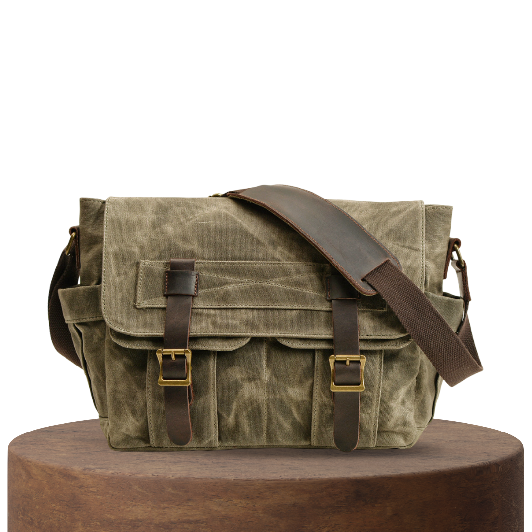 Lester | Vintage Textured Canvas & Leather Shoulder Bag