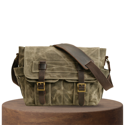 Lester | Vintage Textured Canvas & Leather Shoulder Bag