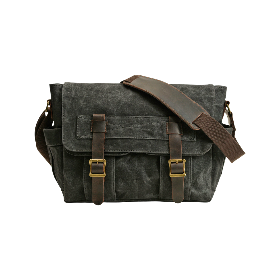 Lester | Vintage Textured Canvas & Leather Shoulder Bag