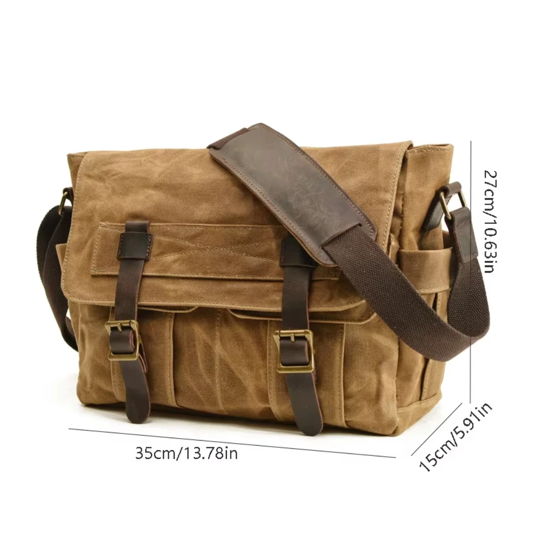 Lester | Vintage Textured Canvas & Leather Shoulder Bag