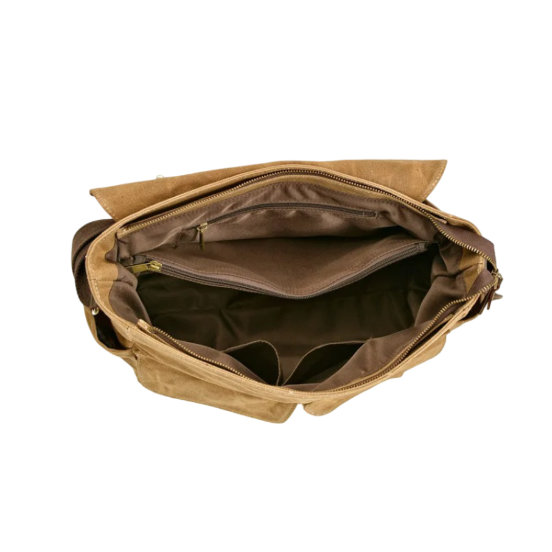 Lester | Vintage Textured Canvas & Leather Shoulder Bag