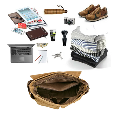 Lester | Vintage Textured Canvas & Leather Shoulder Bag