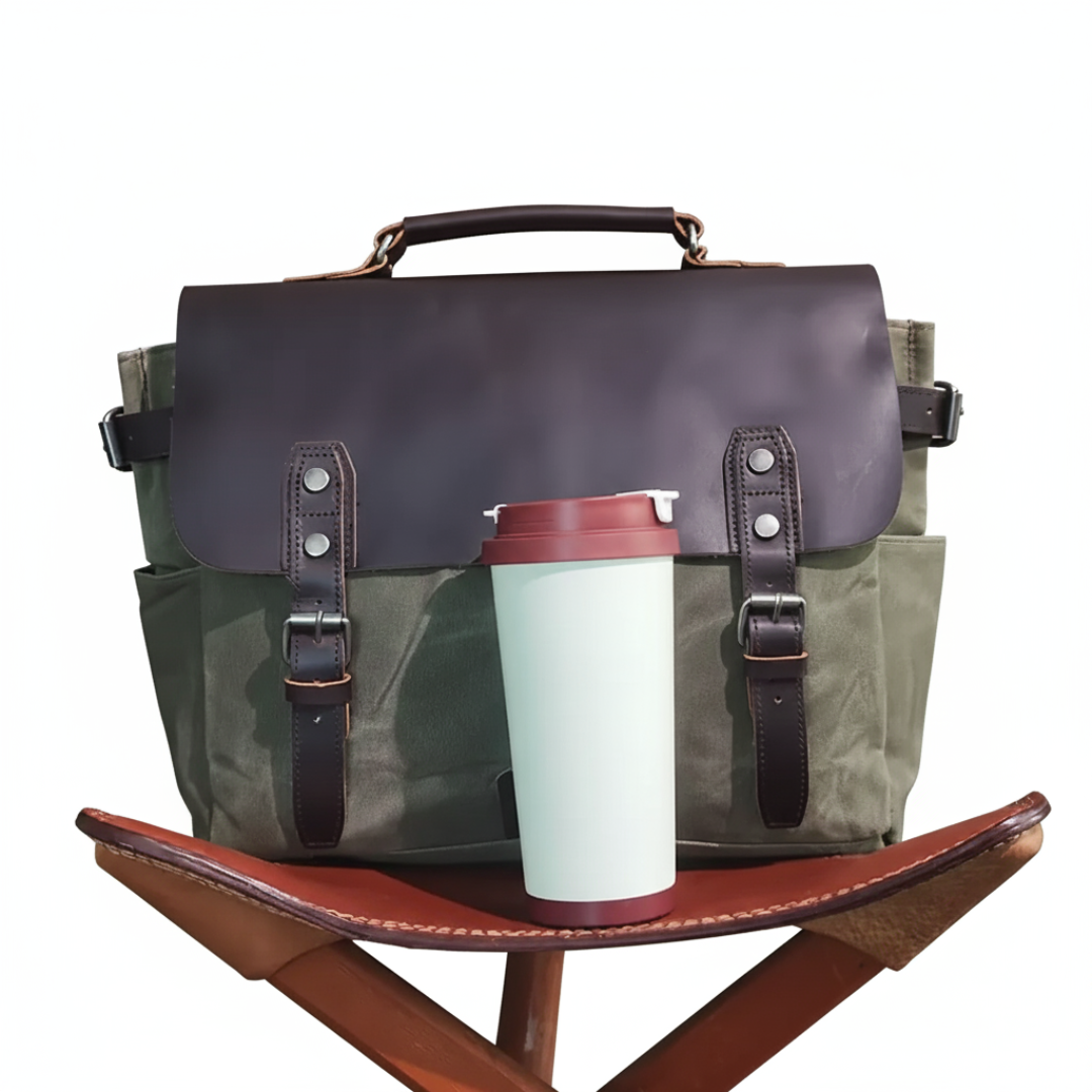 Edward | Classic Canvas Messenger Bag with Leather Flap