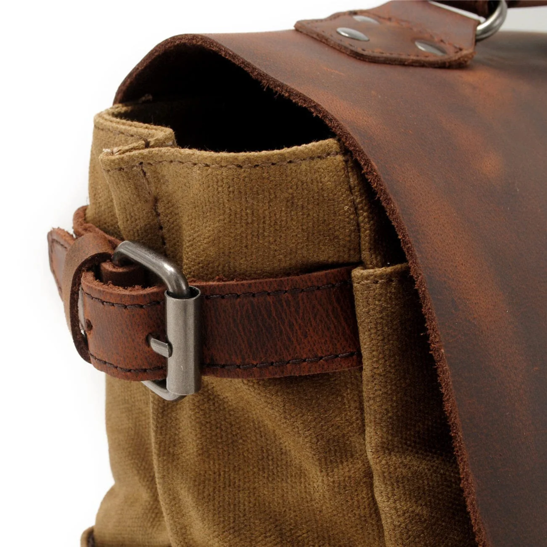 Edward | Classic Canvas Messenger Bag with Leather Flap
