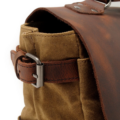 Edward | Classic Canvas Messenger Bag with Leather Flap