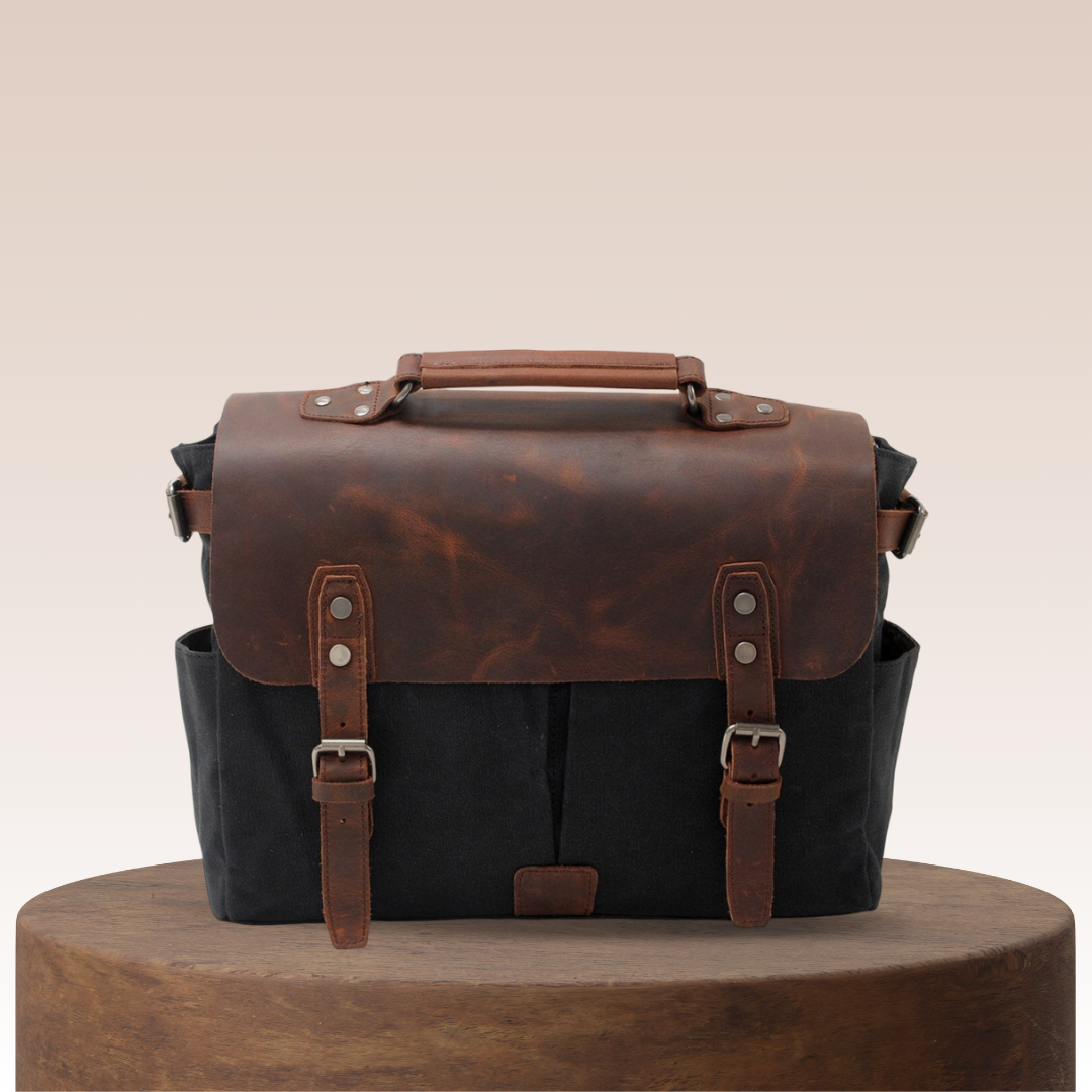 Edward | Classic Canvas Messenger Bag with Leather Flap
