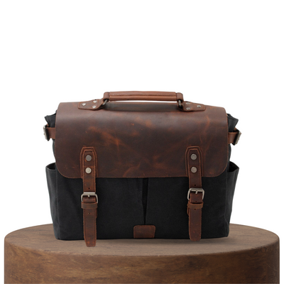 Edward | Classic Canvas Messenger Bag with Leather Flap