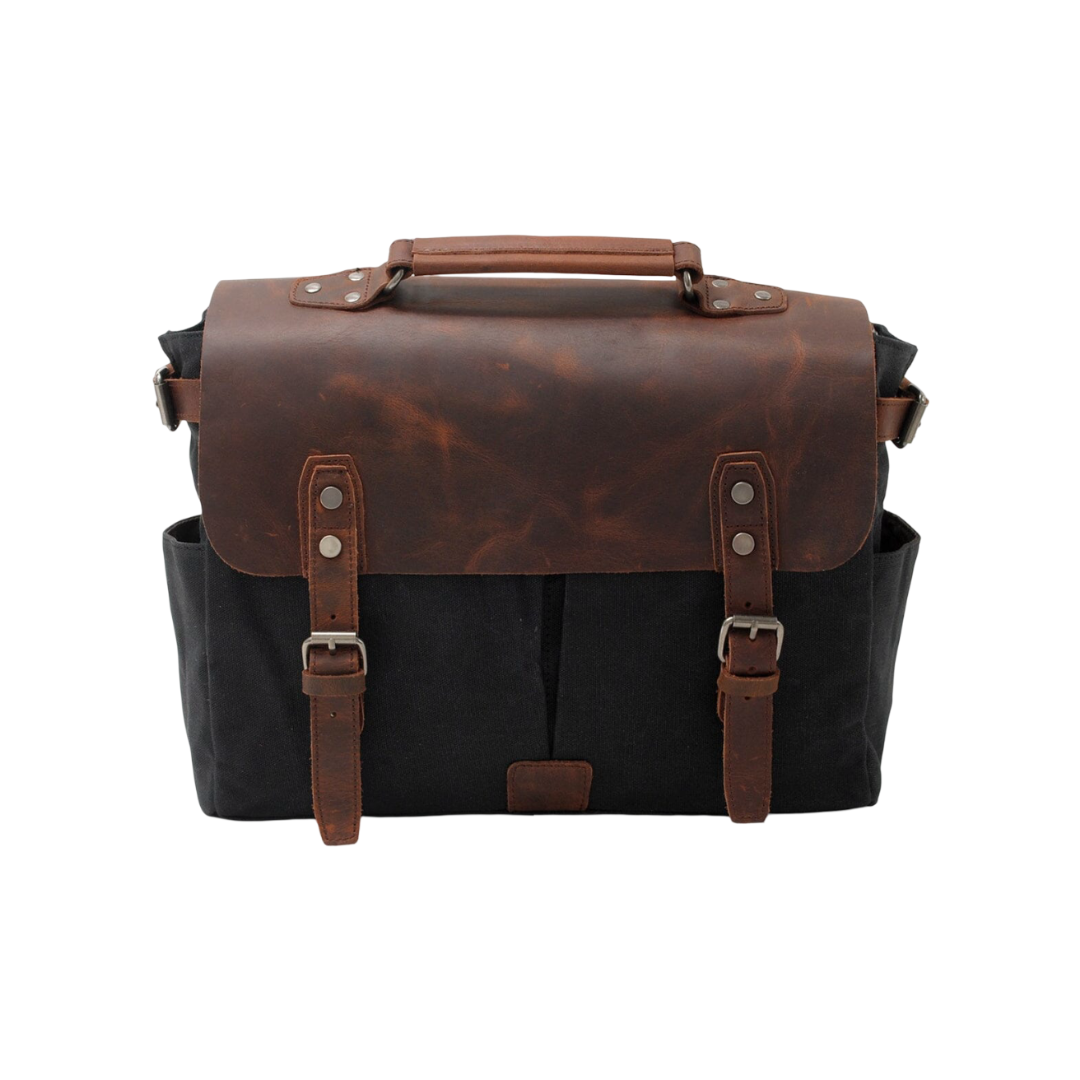 Edward | Classic Canvas Messenger Bag with Leather Flap