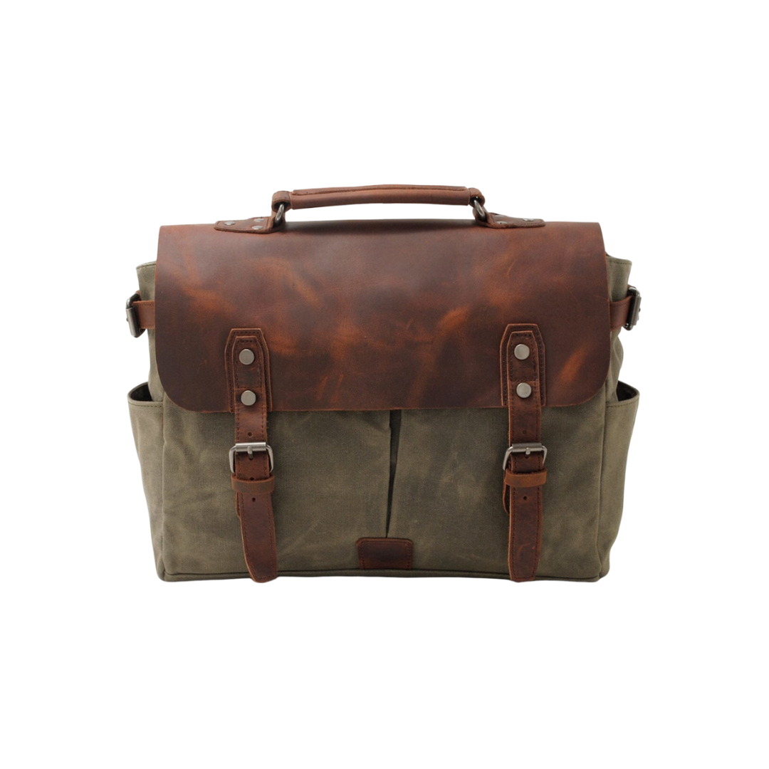 Edward | Classic Canvas Messenger Bag with Leather Flap