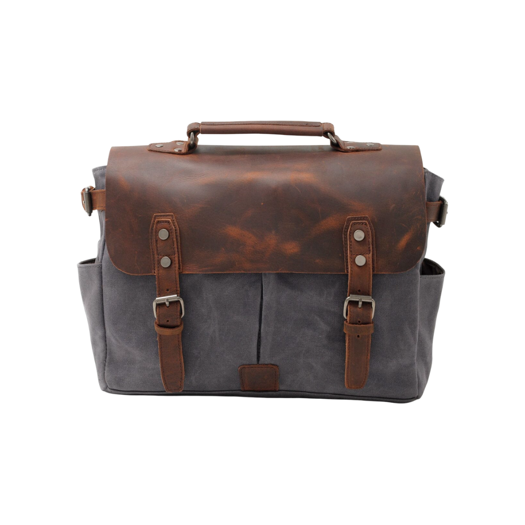 Edward | Classic Canvas Messenger Bag with Leather Flap