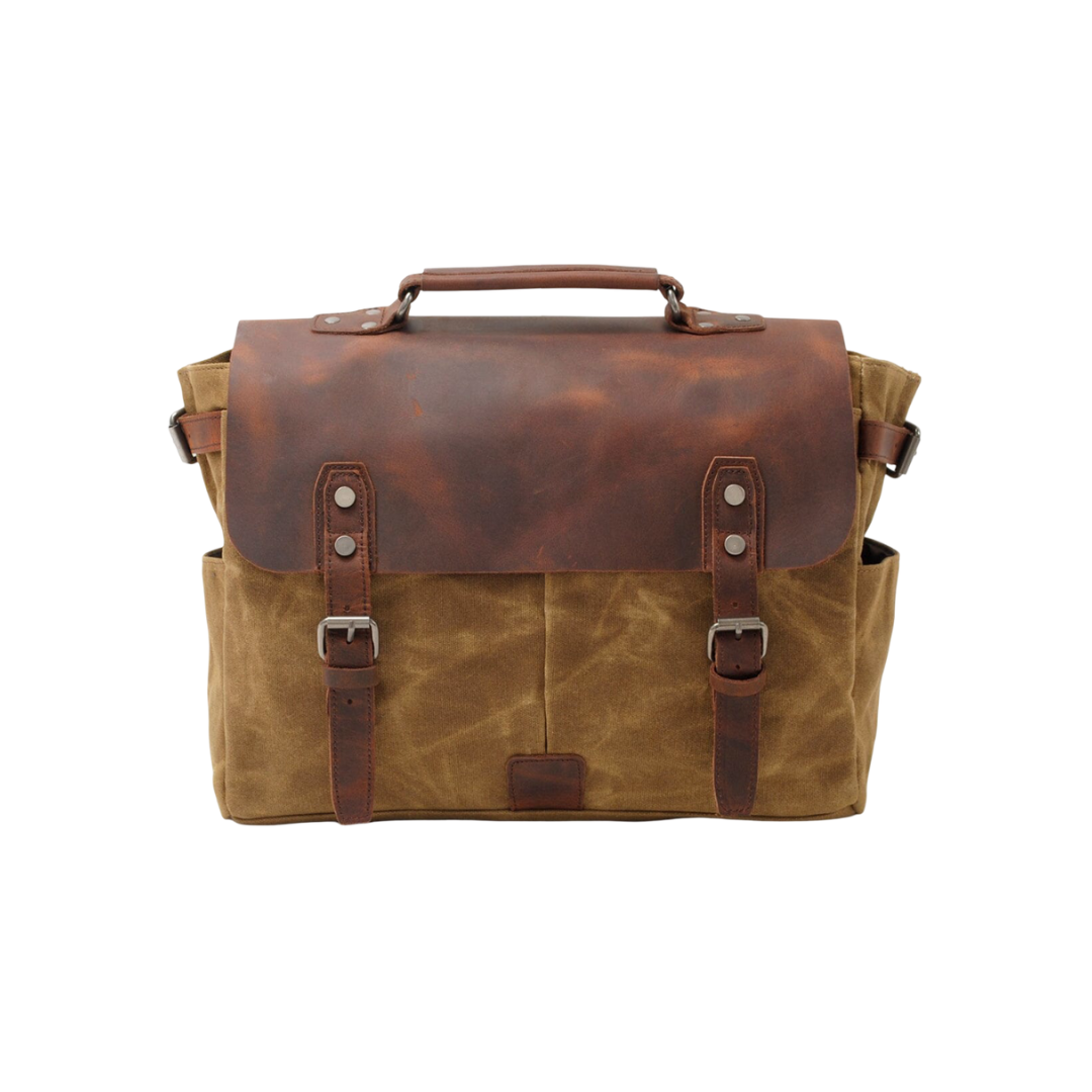 Edward | Classic Canvas Messenger Bag with Leather Flap