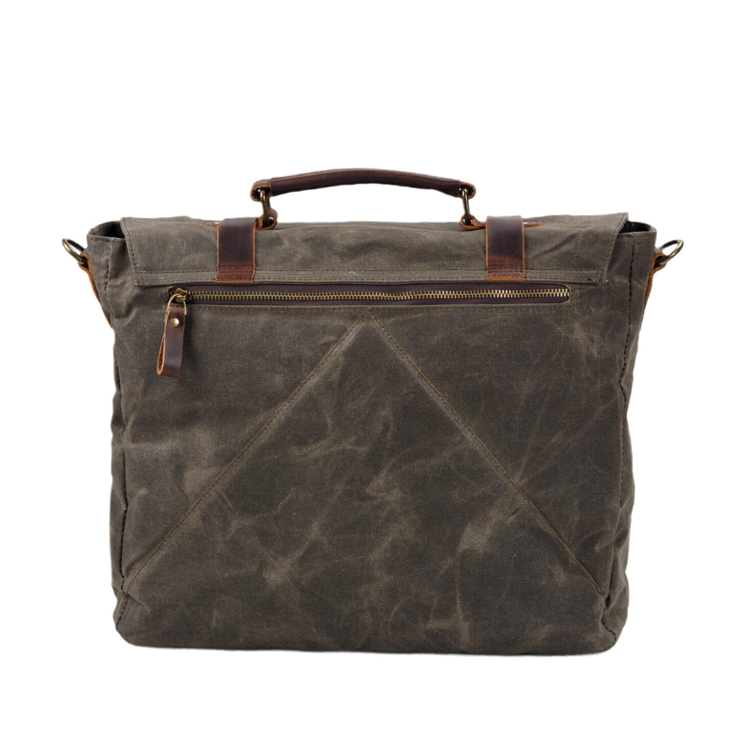 Clark Vintage Waxed Canvas Messenger Bag with Leather Straps