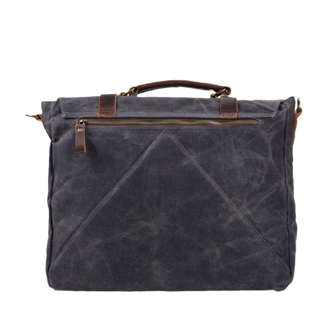 Clark Vintage Waxed Canvas Messenger Bag with Leather Straps