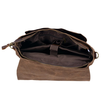 Clark Vintage Waxed Canvas Messenger Bag with Leather Straps