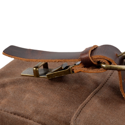 Clark Vintage Waxed Canvas Messenger Bag with Leather Straps