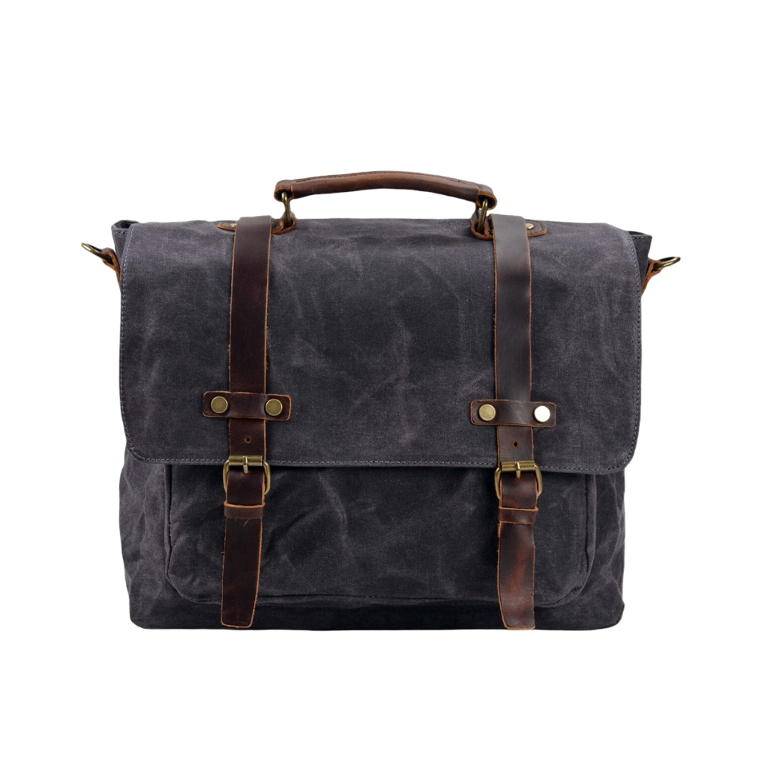 Clark Vintage Waxed Canvas Messenger Bag with Leather Straps