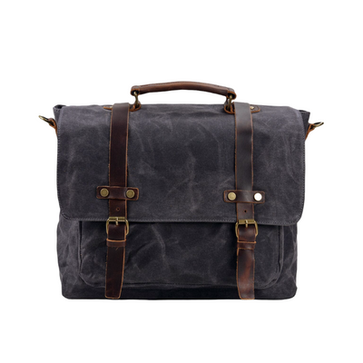 Clark Vintage Waxed Canvas Messenger Bag with Leather Straps
