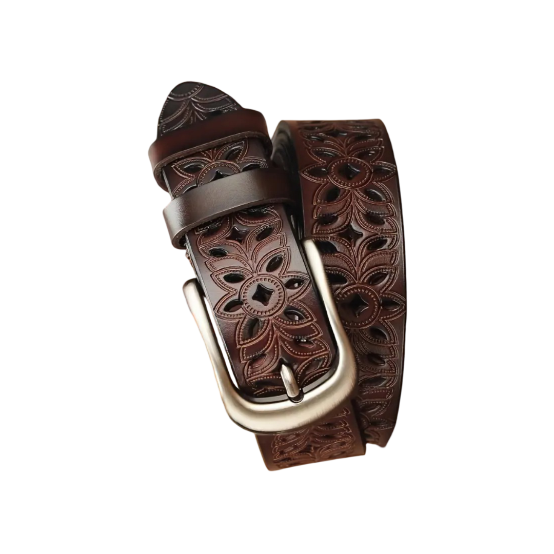 Hudson | Artisan Floral Cut Leather Belt