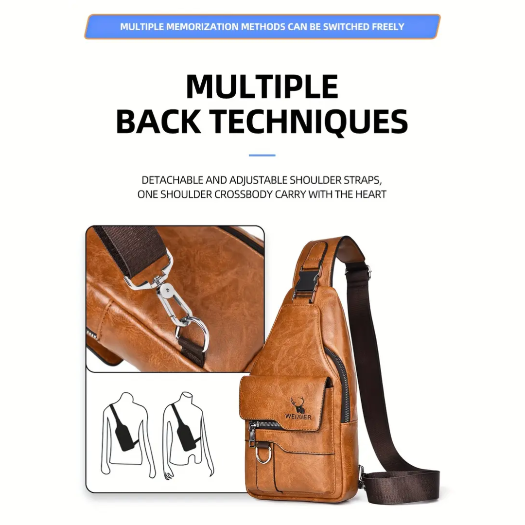 Daxton | Vertical Sling Bag with Secure Flap and Zipper Closure