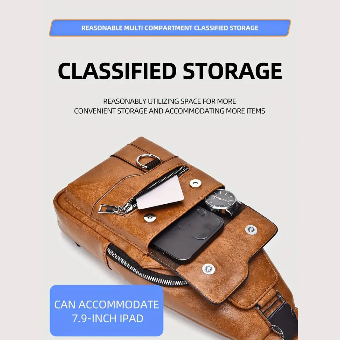 Daxton | Vertical Sling Bag with Secure Flap and Zipper Closure