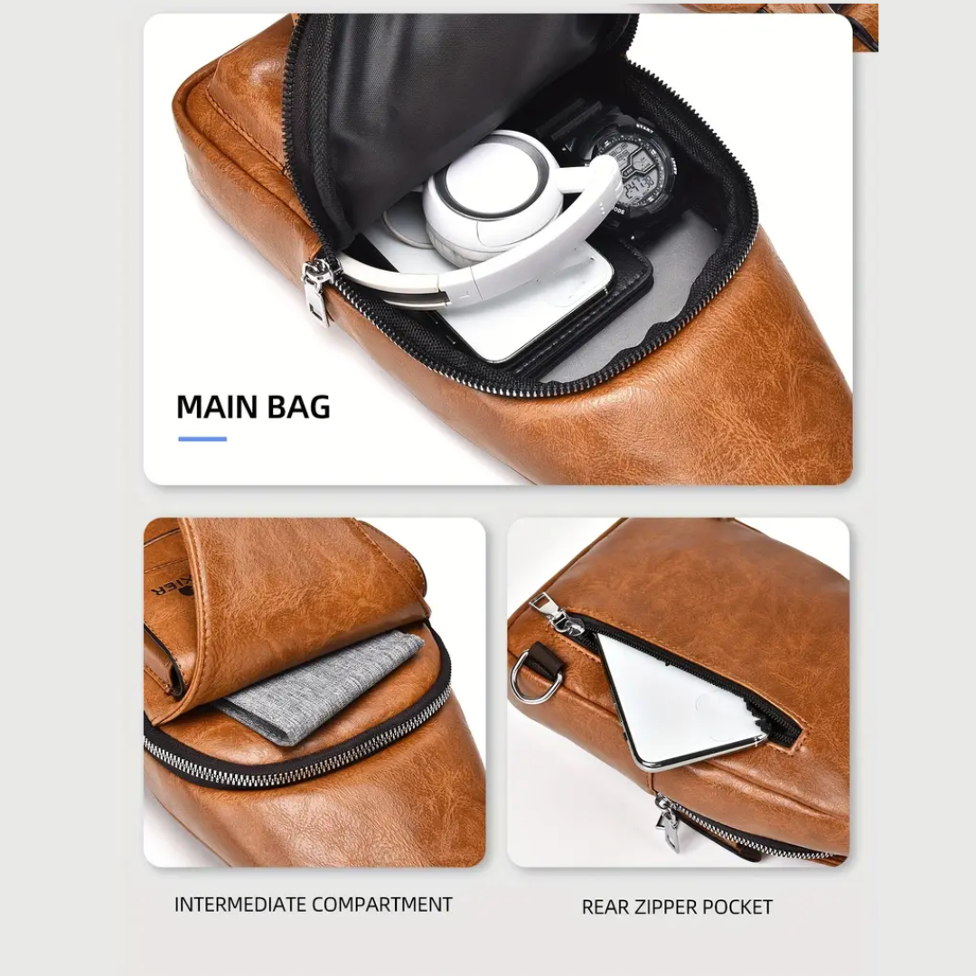 Daxton | Vertical Sling Bag with Secure Flap and Zipper Closure