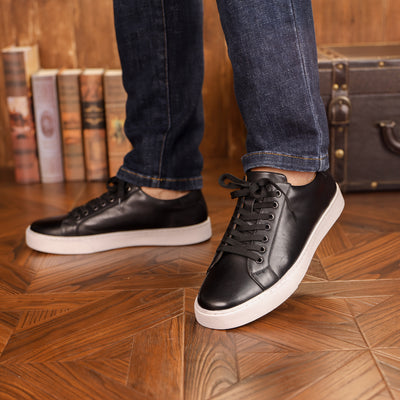 Men's Casual Low-Top Sneakers | Orthopedic Leather Shoes for Timeless Comfort